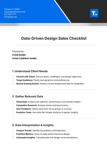 Free Data-Driven Design Sales Checklist Template to Edit Online