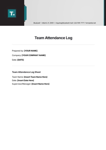 Free Team Attendance Log Template to Edit Online