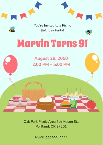 Free Picnic Birthday Party Invitation Template to Edit Online