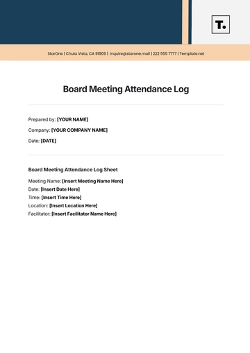 Free Board Meeting Attendance Log Template to Edit Online