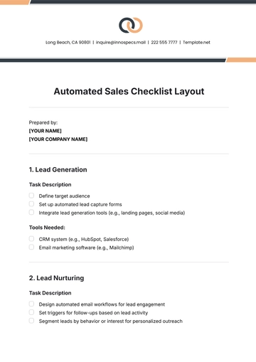 Free Automated Sales Checklist Layout Template to Edit Online