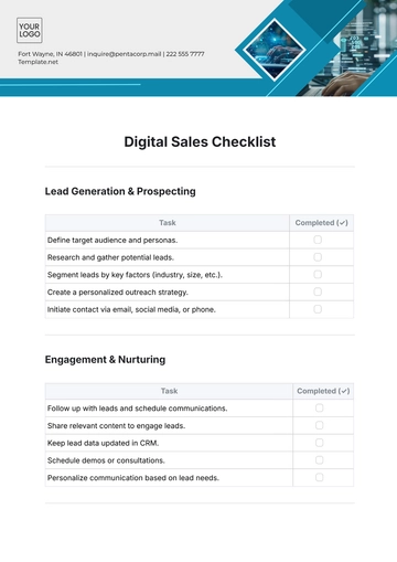 Free Digital Sales Checklist Template to Edit Online