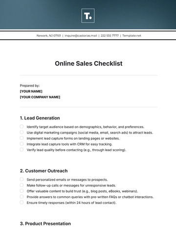 Free Online Sales Checklist Template to Edit Online