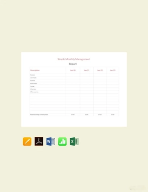 Simple Monthly Management Report Template