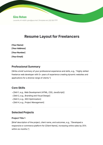 Free Resume Layout Template for Freelancers to Edit Online