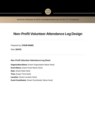 Free Non-Profit Volunteer Attendance Log Design Template to Edit Online