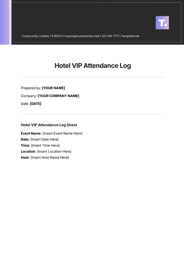 Free Hotel VIP Attendance Log Template to Edit Online