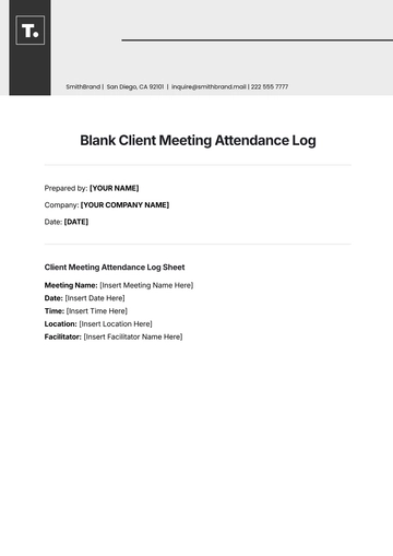 Free Blank Client Meeting Attendance Log Template to Edit Online