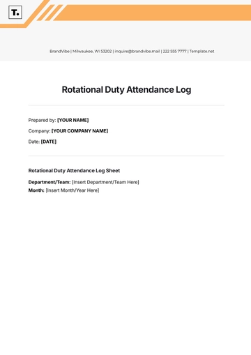 Free Rotational Duty Attendance Log Template to Edit Online
