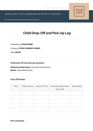 Free Child Drop-Off and Pick-Up Log Template to Edit Online