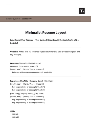 Free Minimalist Resume Layout Template to Edit Online