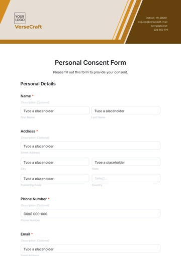 Free Personal Consent Form Template to Edit Online
