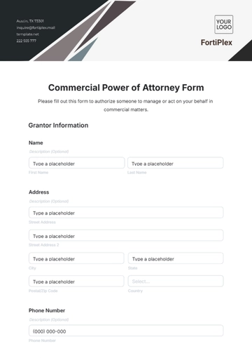 Free Commercial Power of Attorney Form Template to Edit Online