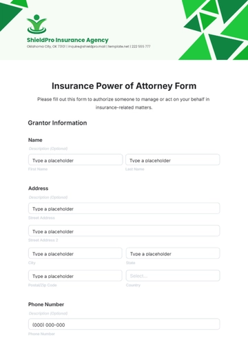 Free Insurance Power of Attorney Form Template to Edit Online