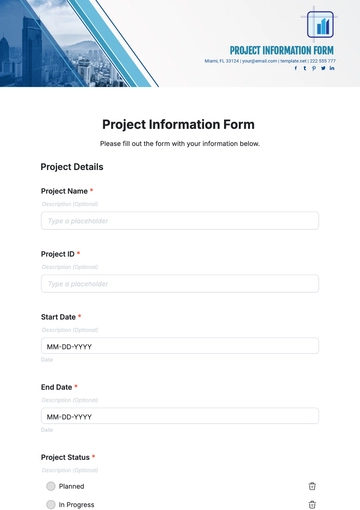 Free Project Information Form Template to Edit Online