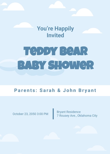 Free Teddy Bear Baby Shower Invitation Template to Edit Online