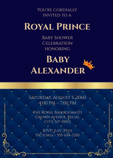 Free Royal Prince Baby Shower Invitation Template to Edit Online