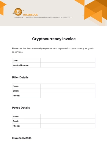 Free Cryptocurrency Invoice Template to Edit Online
