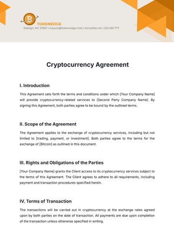Free Cryptocurrency Agreement Template to Edit Online