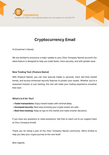 Free Cryptocurrency Email Template to Edit Online