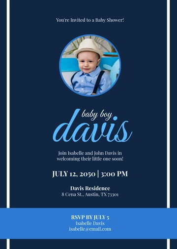 Free Professional Baby Boy Shower Invitation Template to Edit Online