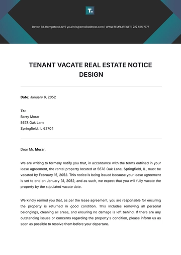 Free Tenant Vacate Real Estate Notice Design Template to Edit Online