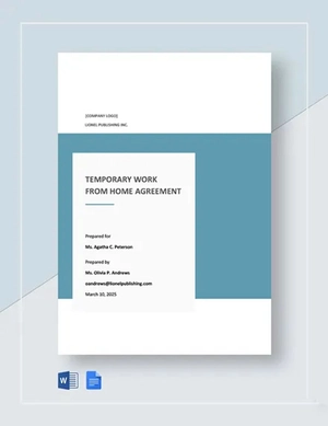 Temporary Work From Home Agreement Template