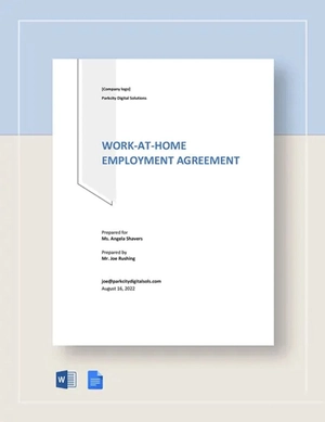 Work-At-Home Employment Agreement Template
