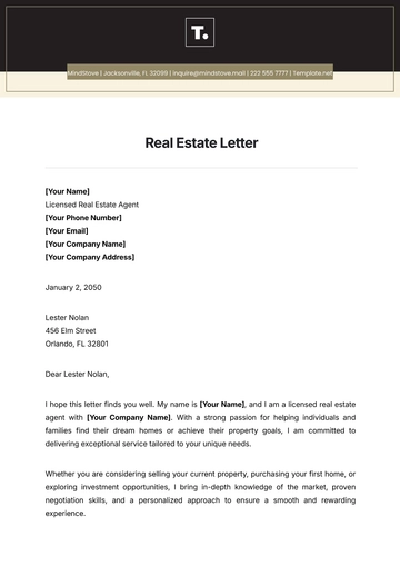 Free Real Estate Letter Template to Edit Online