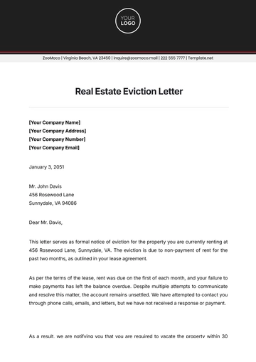 Free Real Estate Eviction Letter Template to Edit Online