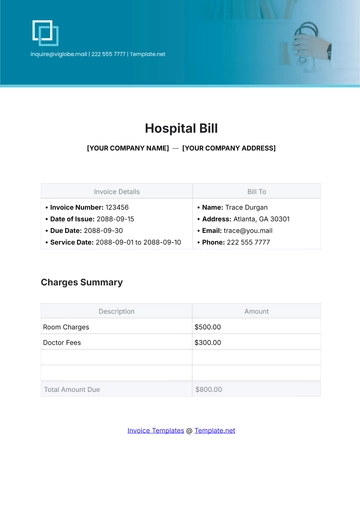 Free Hospital Bill Template to Edit Online