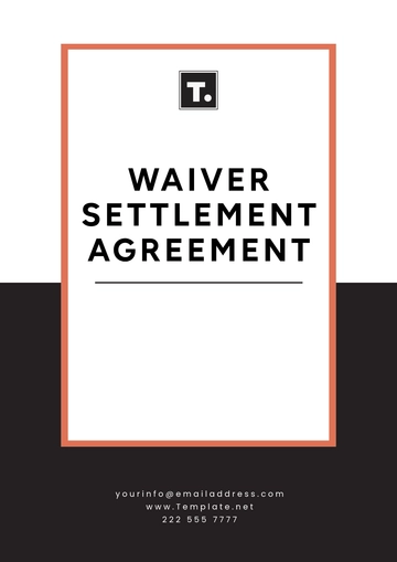 Free Waiver Settlement Agreement Template to Edit Online