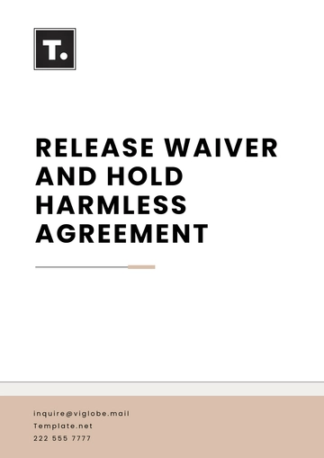 Free Release Waiver and Hold Harmless Agreement Template to Edit Online