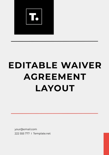 Free Editable Waiver Agreement Layout Template to Edit Online