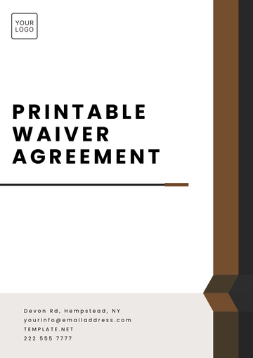 Free Printable Waiver Agreement Template to Edit Online