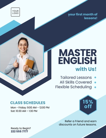 Free English Tutoring Tuition Flyer Template to Edit Online