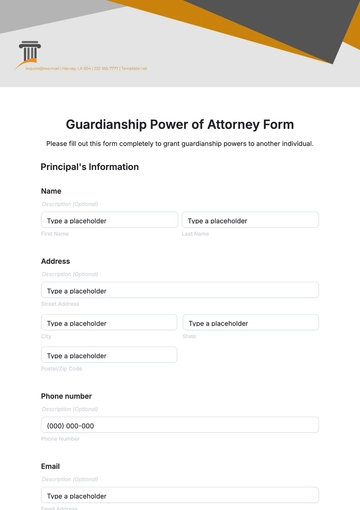 Free Guardianship Power of Attorney Form Template to Edit Online