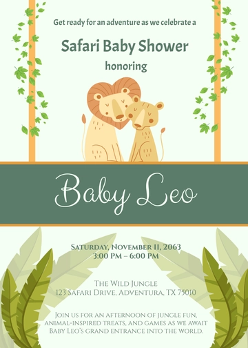 Free Safari Baby Shower Invitation Template to Edit Online