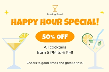 Free Happy Hour Banner Template to Edit Online