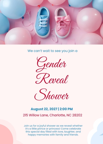 Free Gender Reveal Shower Invitation Template to Edit Online
