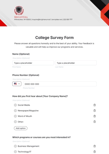 Free College Survey Form Template to Edit Online