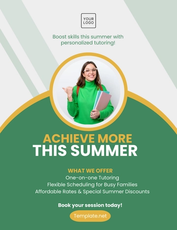 Free Summer Tutoring Tuition Flyer Template to Edit Online
