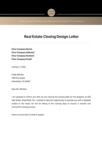 Free Real Estate Closing Design Letter Template to Edit Online