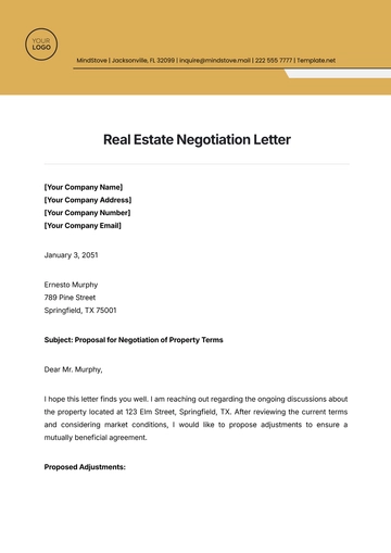 Free Real Estate Negotiation Letter Template to Edit Online