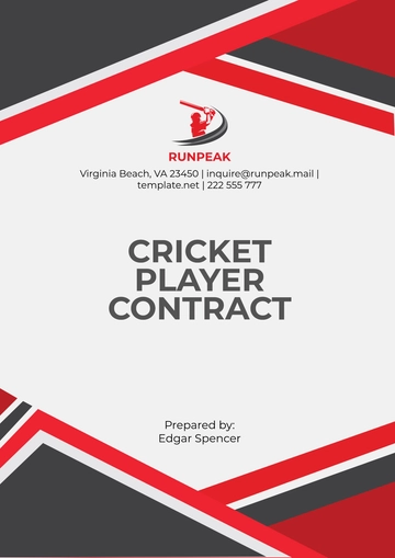 Free Cricket Player Contract Template to Edit Online