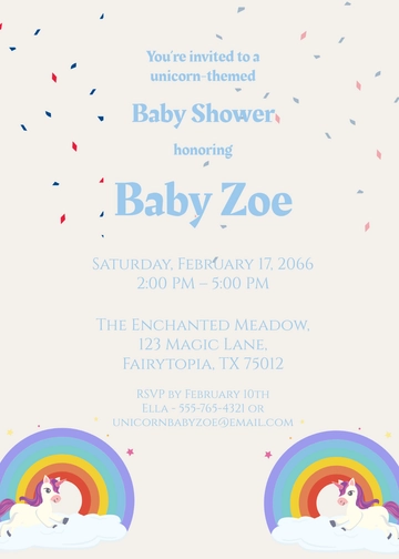 Free Unicorn Baby Shower Invitation Template to Edit Online