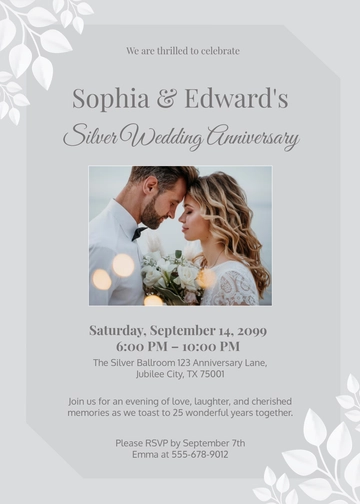 Silver Wedding Anniversary Invitation Template - Edit Online & Download