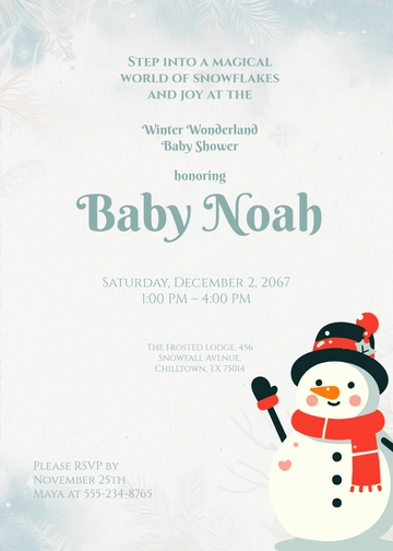 Free Winter Wonderland Baby Shower Invitation Template to Edit Online