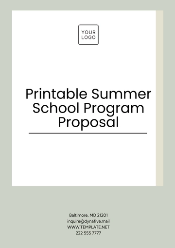 Free Printable Summer School Program Proposal Template to Edit Online
