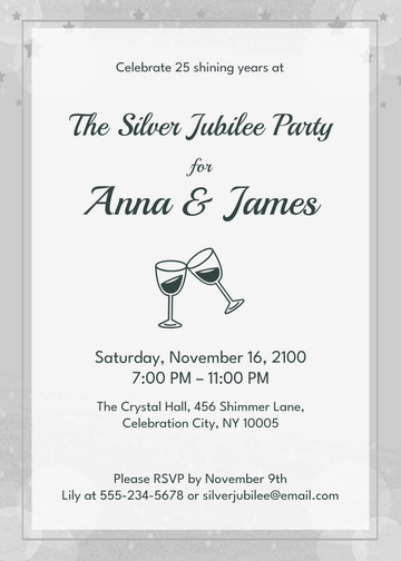 Free Silver Jubilee Party Invitation Template to Edit Online